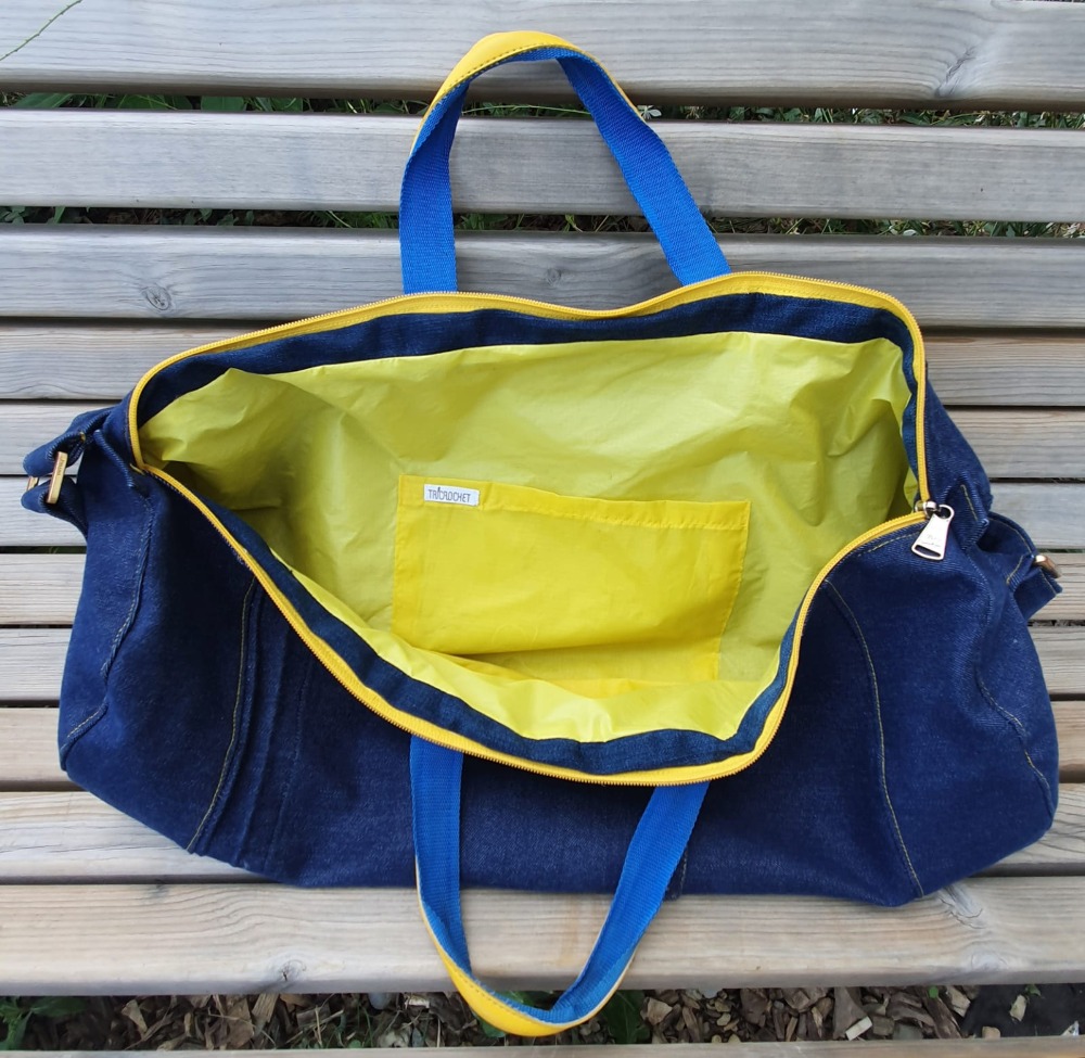 Sac de sport/voyage en denim et tissu parapente