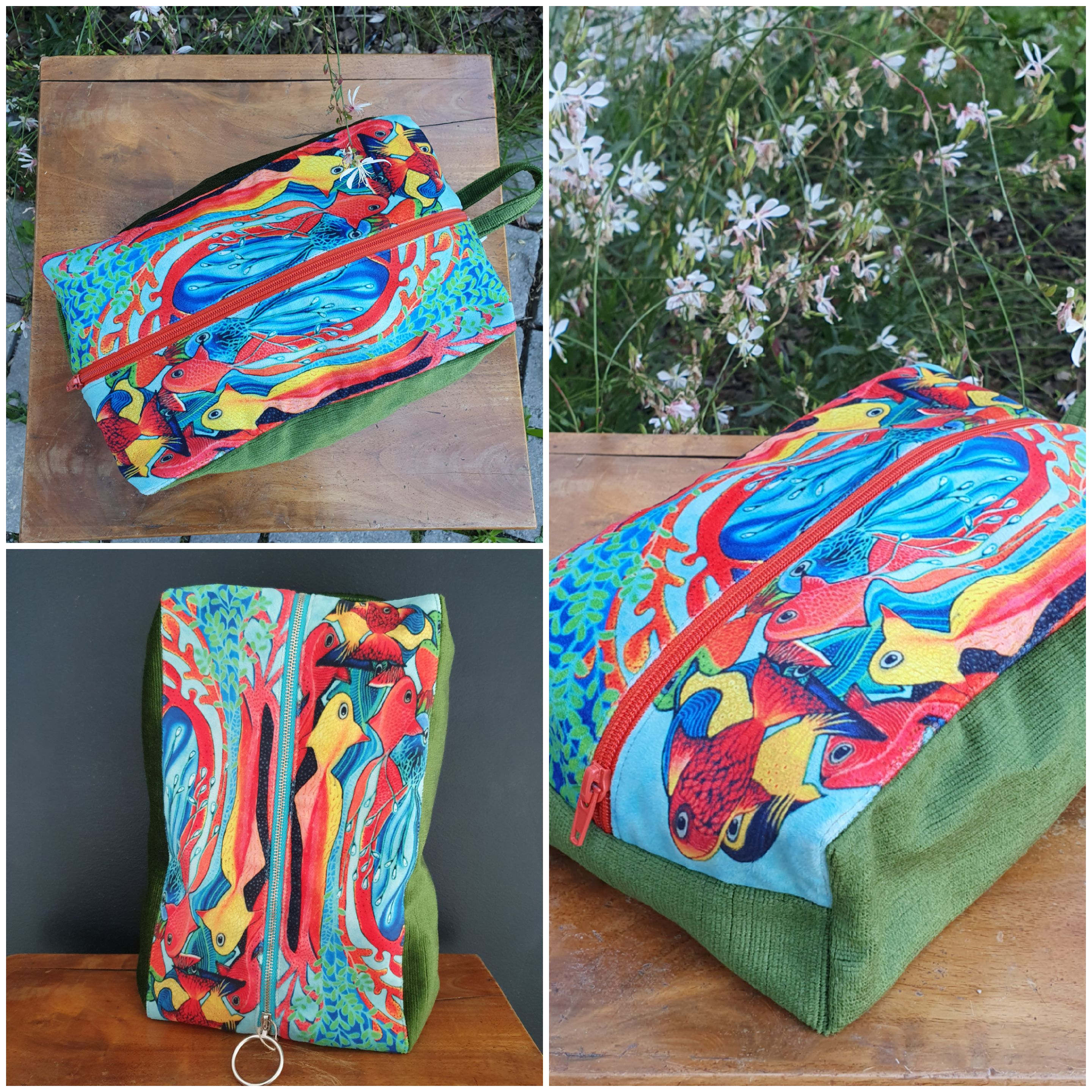 Trousse en tissus effet velours fantaisie