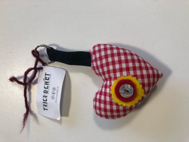 Porte-clé coeur rouge/blanc